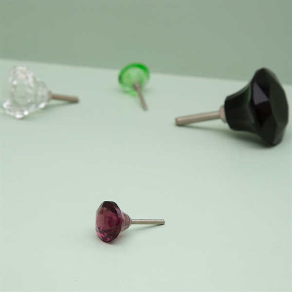 Purple glass diamond knob Small
